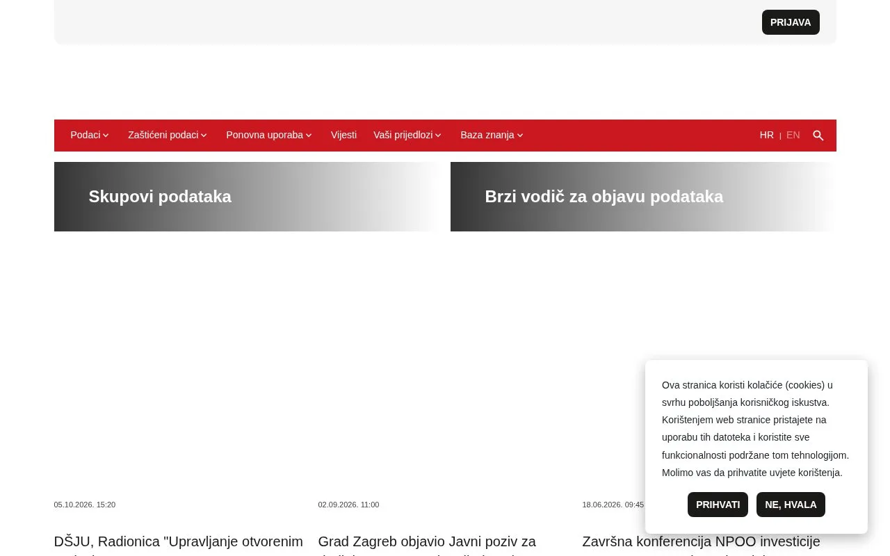 Data.Gov.HR - Portal otvorenih podataka Republike Hrvatske homepage screenshot