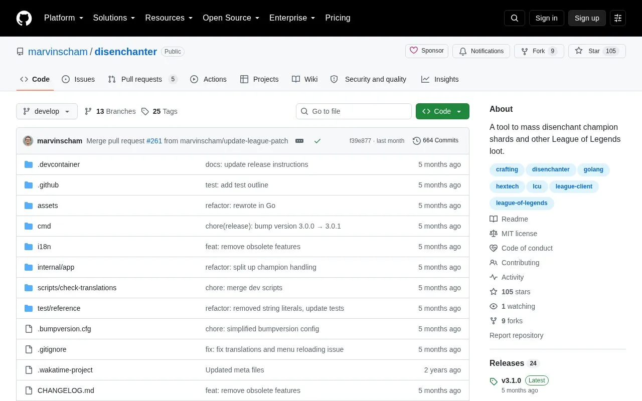 Disenchanter homepage screenshot