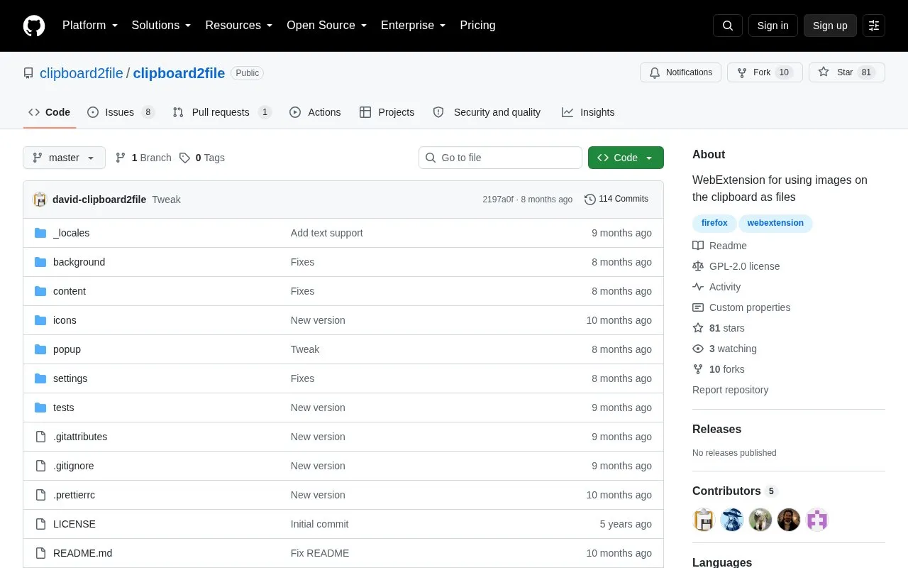 Firefox homepage screenshot