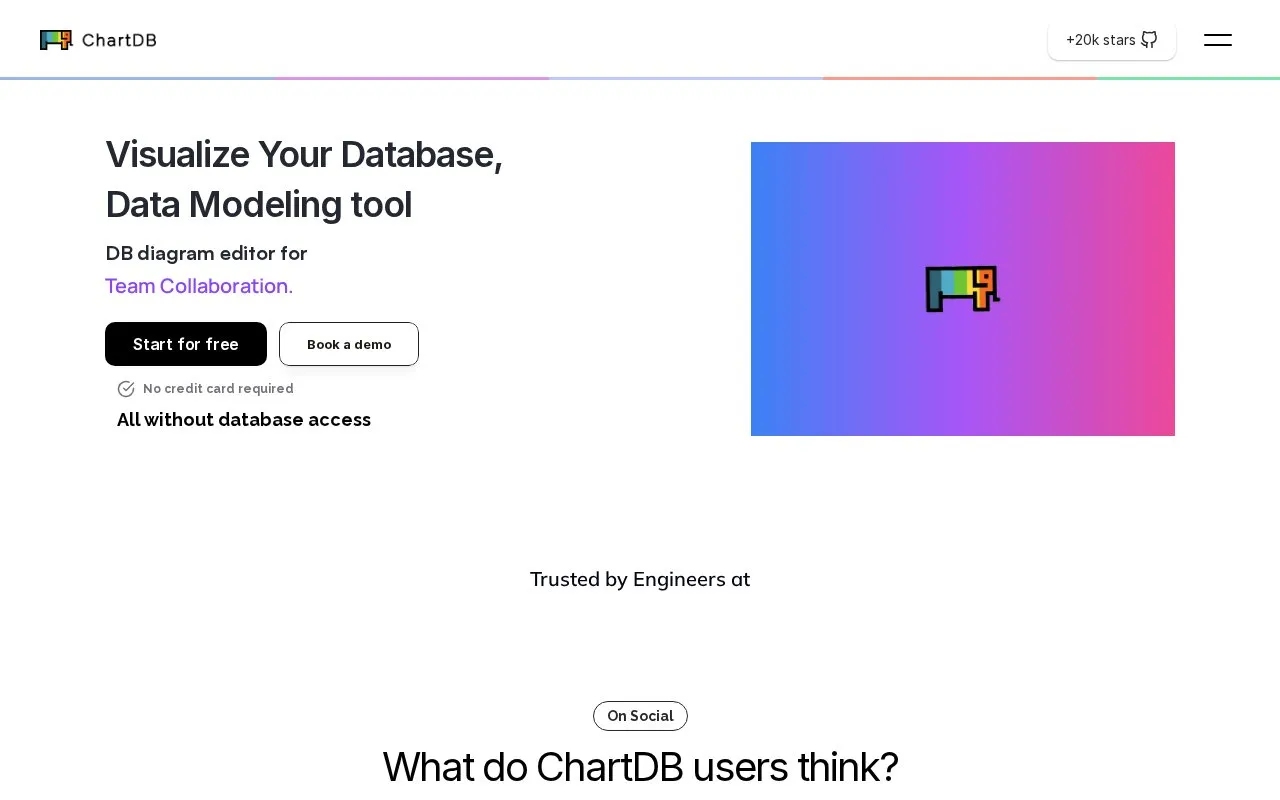 ChartDB homepage screenshot