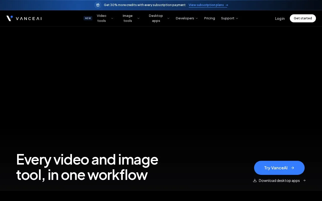 VanceAI homepage screenshot