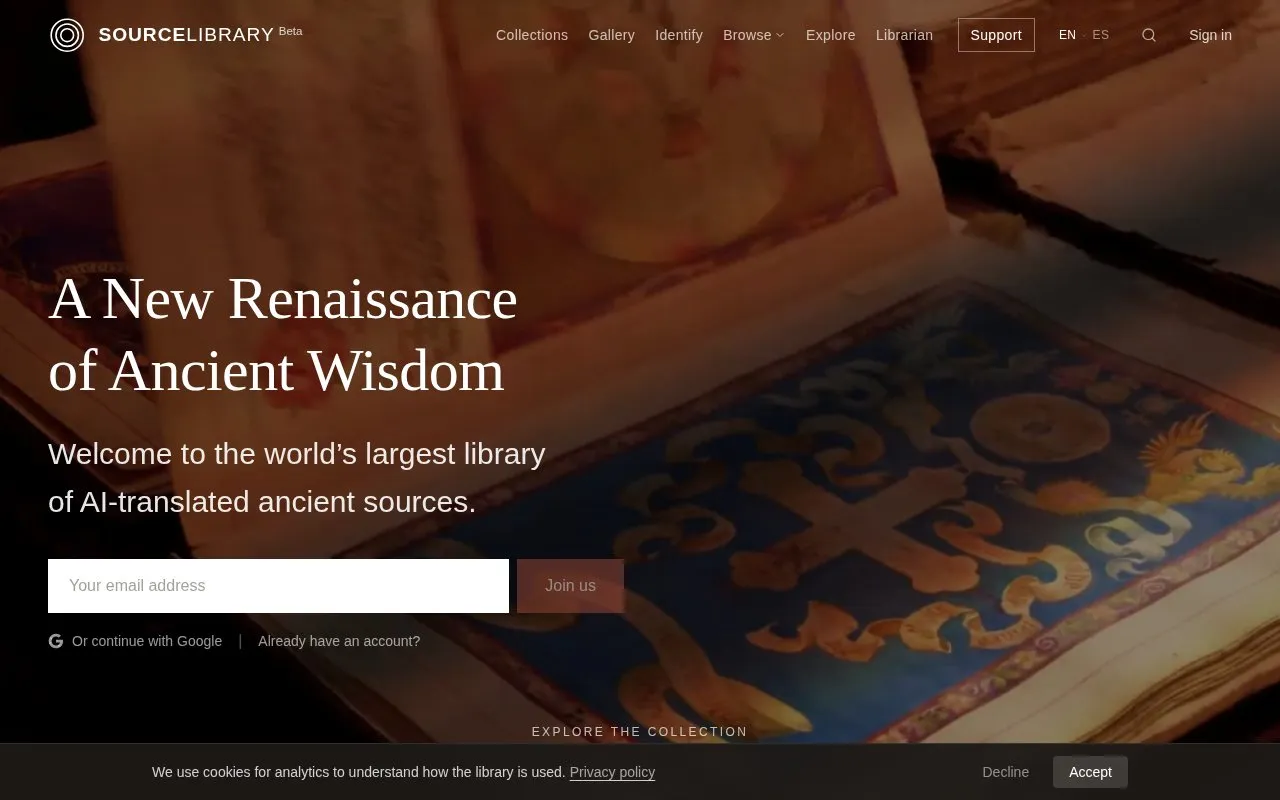 Source Library homepage screenshot
