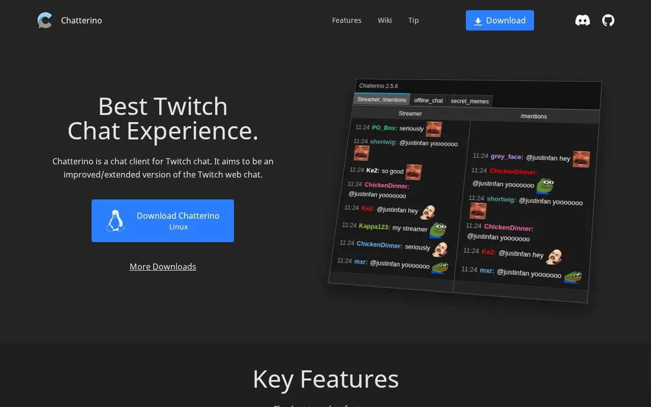 Chatterino homepage screenshot