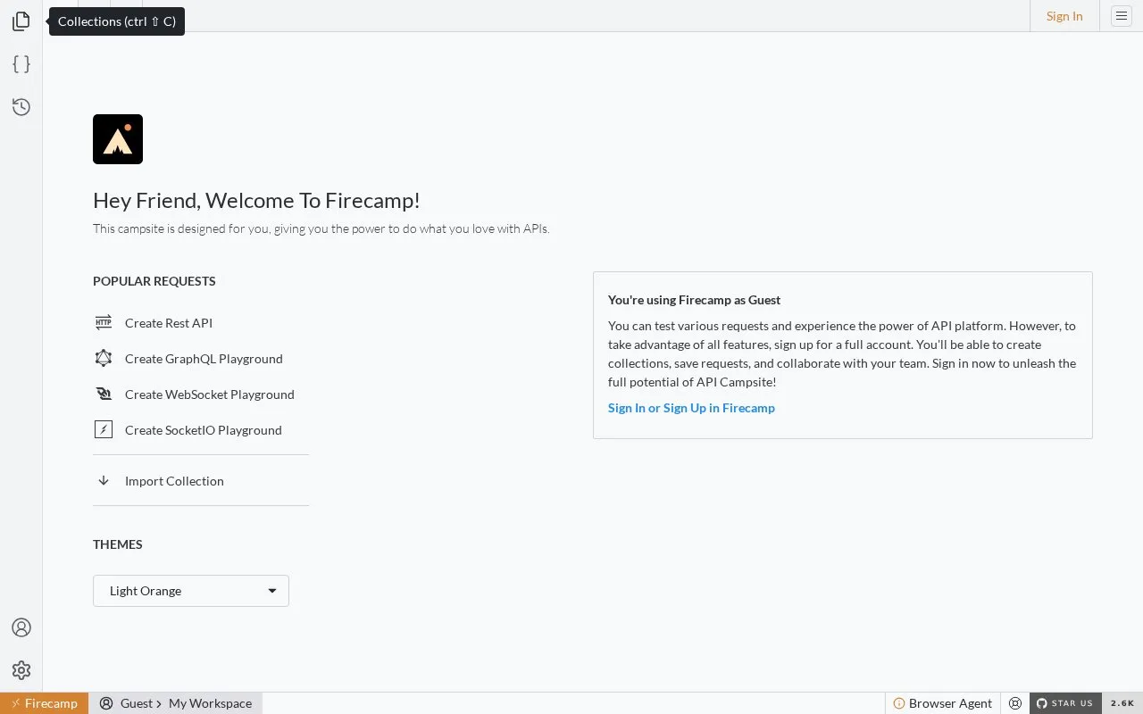 Firecamp homepage screenshot