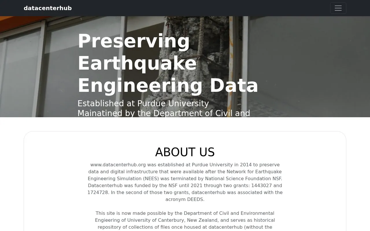 DataHub homepage screenshot