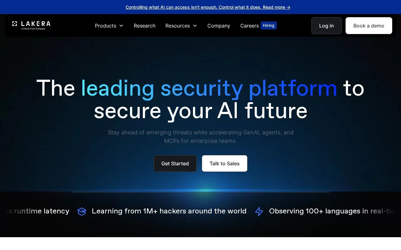 Lakera homepage screenshot