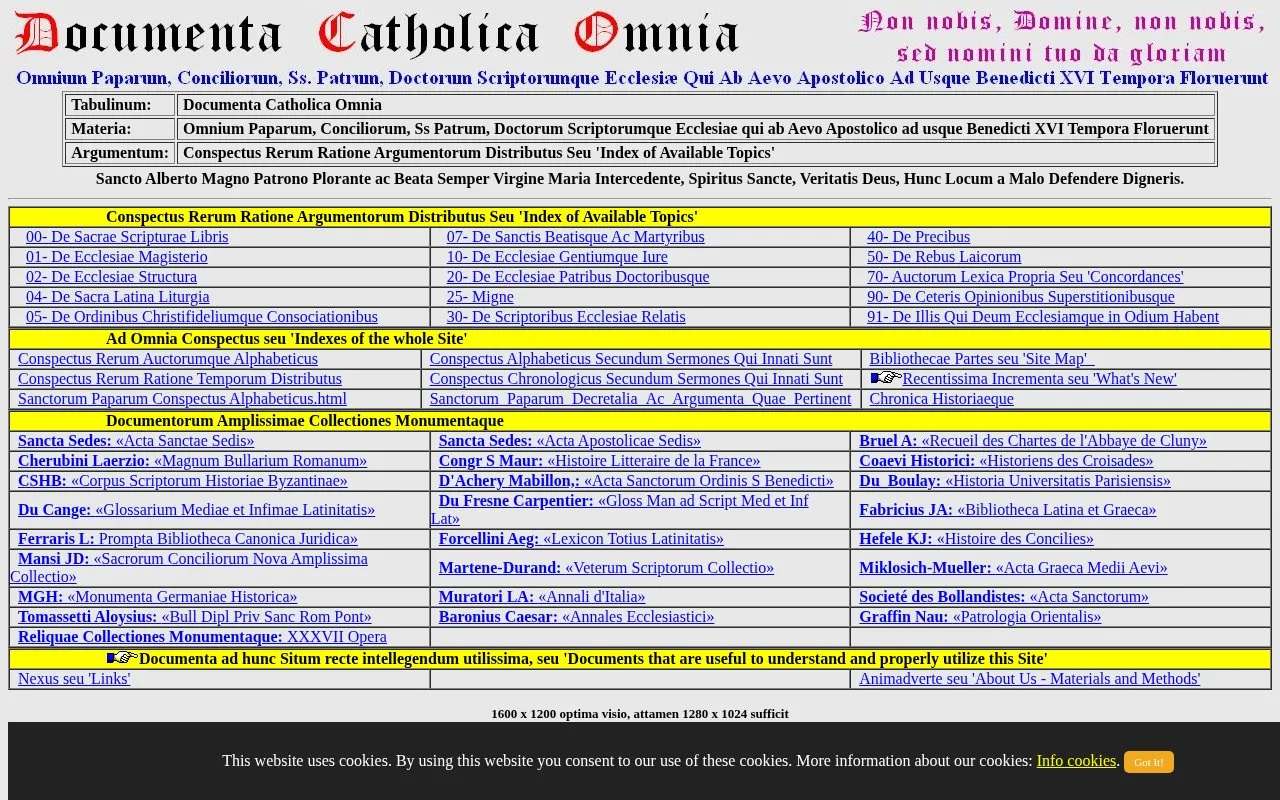 Documenta Catholica Omnia homepage screenshot