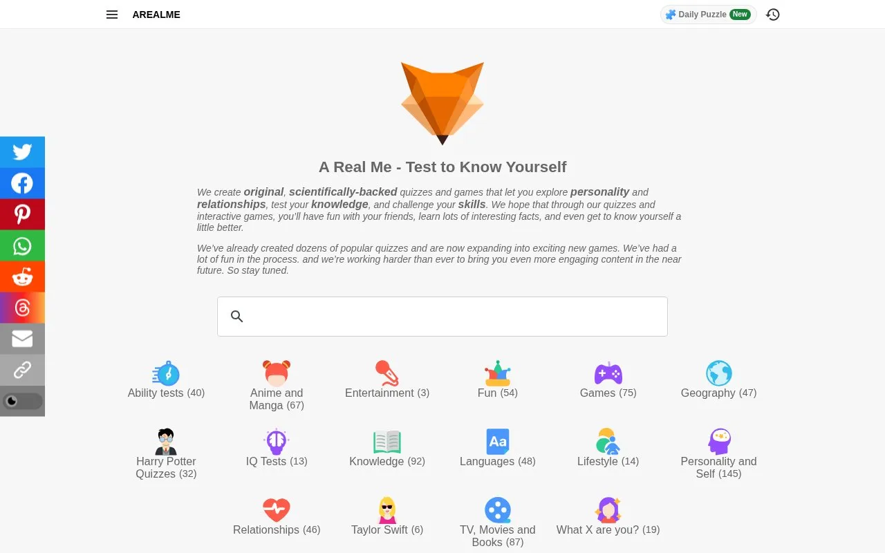 ARealMe homepage screenshot