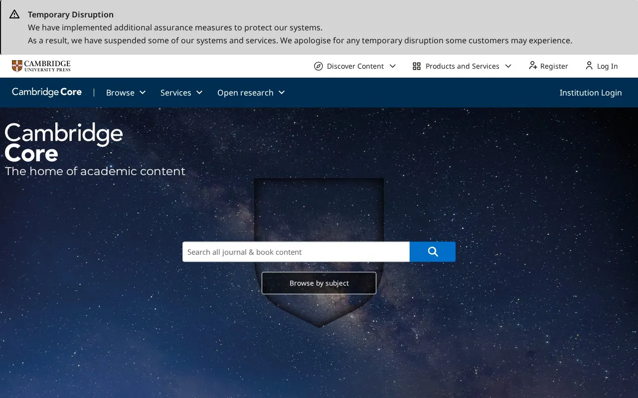 Cambridge Core homepage screenshot