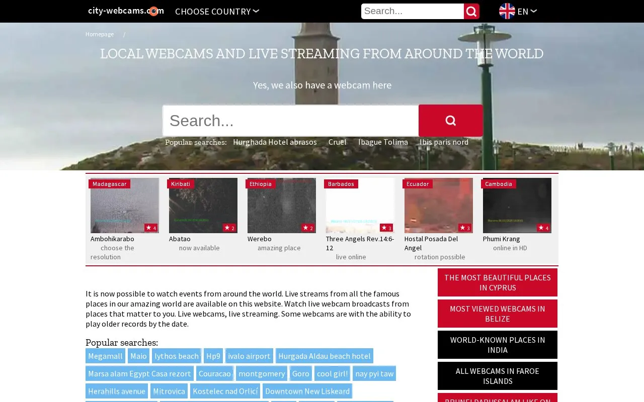 city-webcams.com homepage screenshot