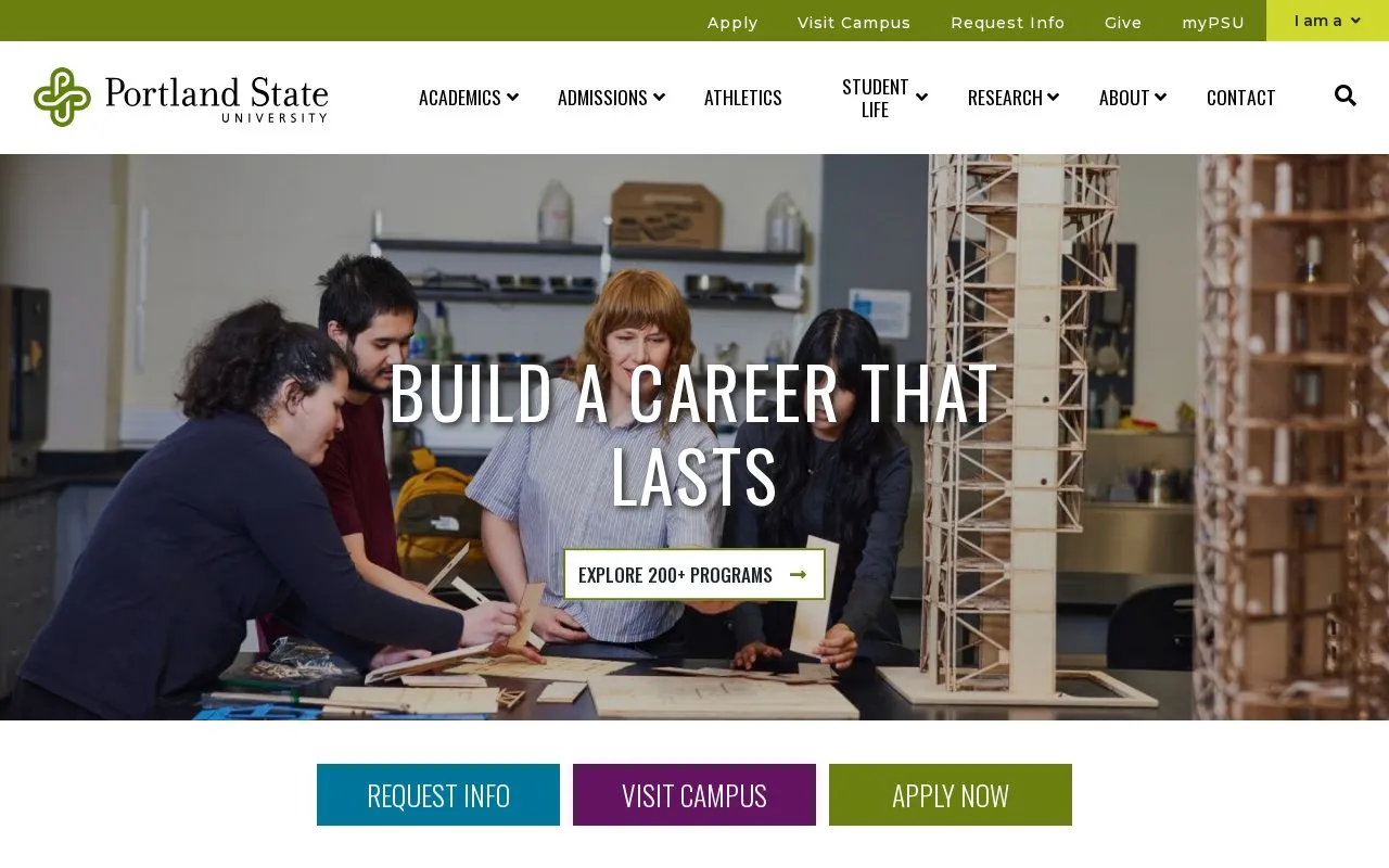 Portland State University homepage screenshot