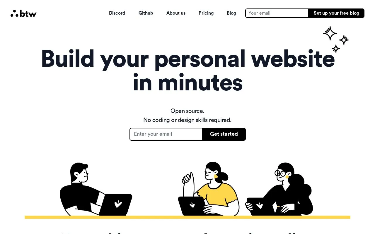 btw homepage screenshot