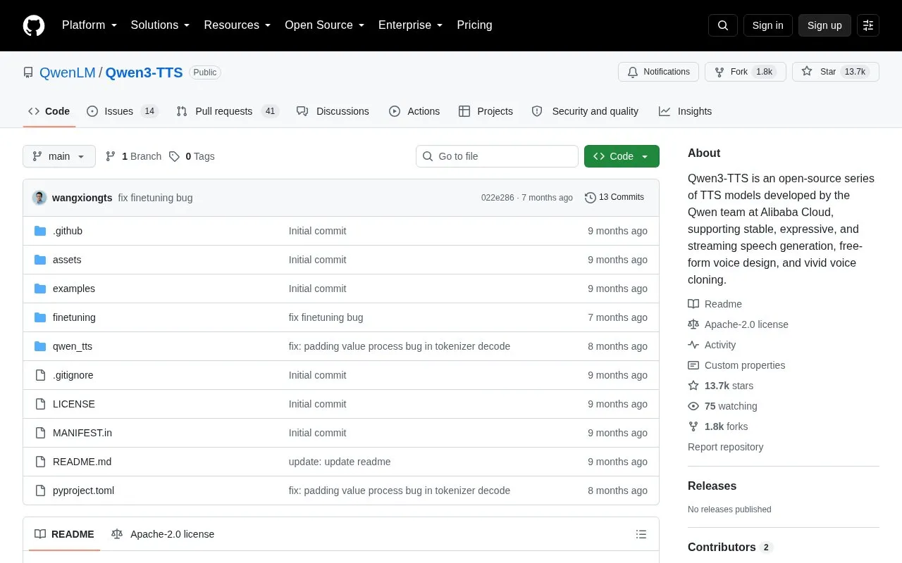 Qwen3-TTS homepage screenshot