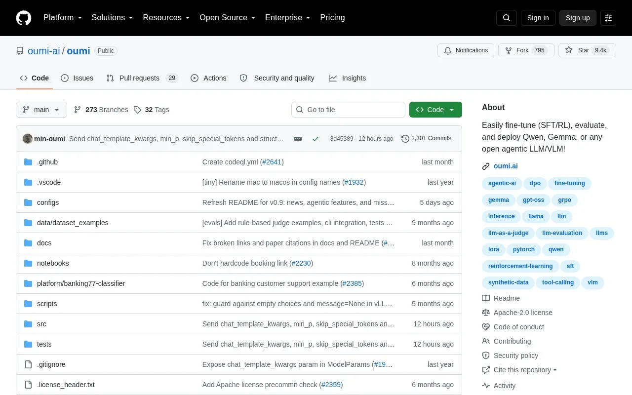 oumi-ai/oumi homepage screenshot
