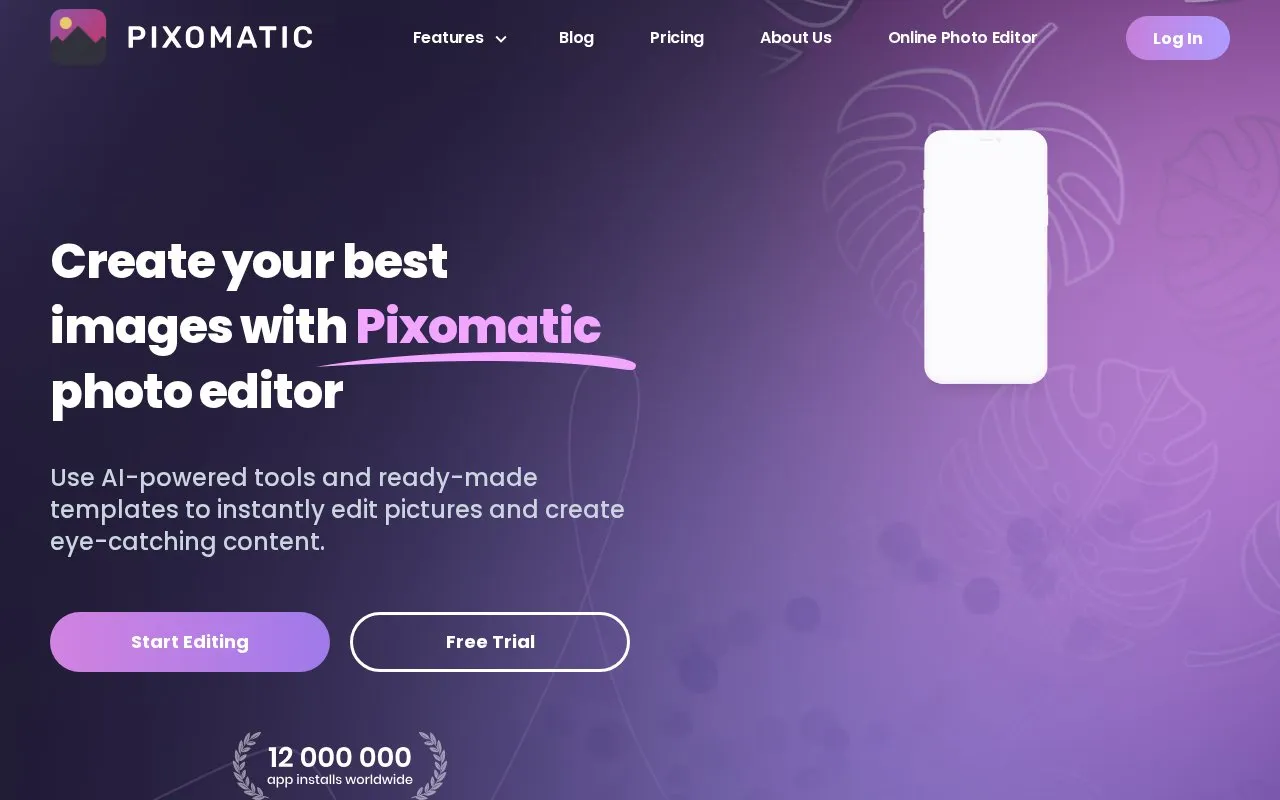 Pixomatic homepage screenshot