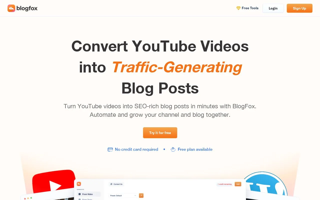 BlogFox homepage screenshot
