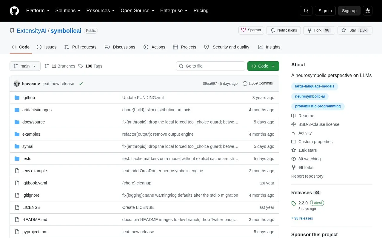 SymbolicAI homepage screenshot