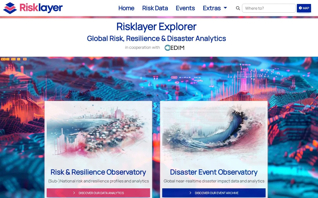 Risklayer Explorer homepage screenshot