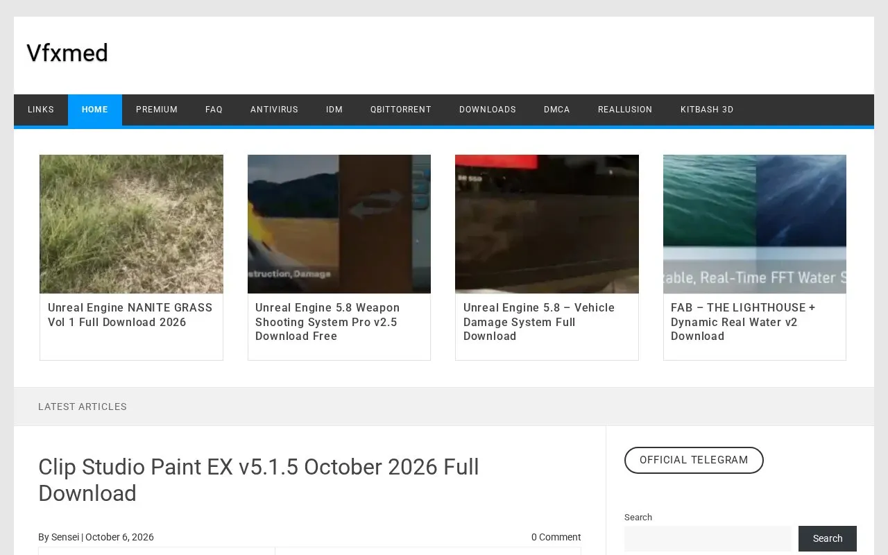 Vfxmed homepage screenshot