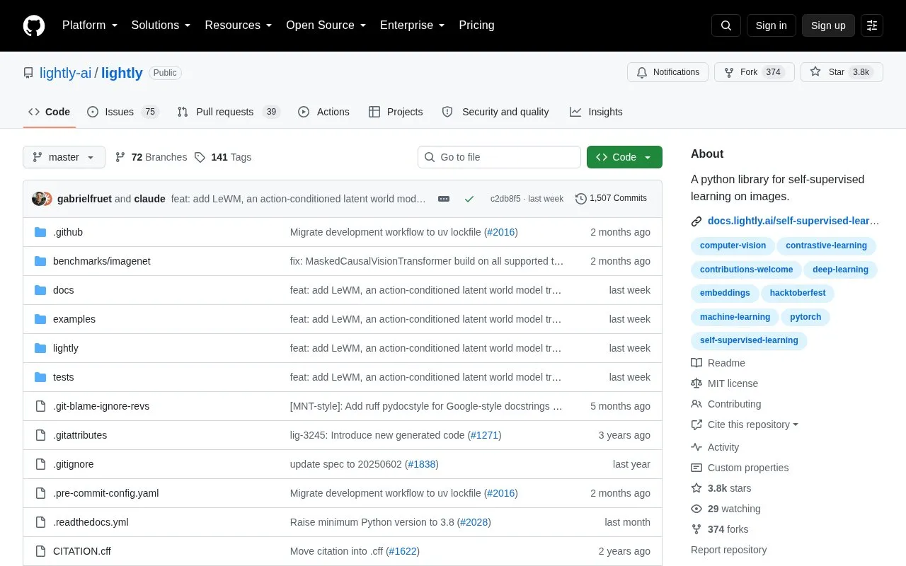 lightly homepage screenshot