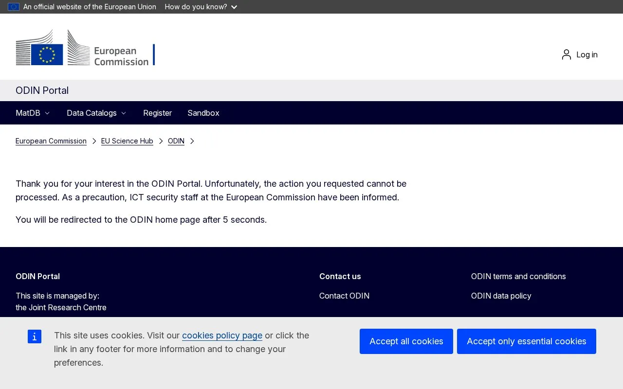 MatDB homepage screenshot