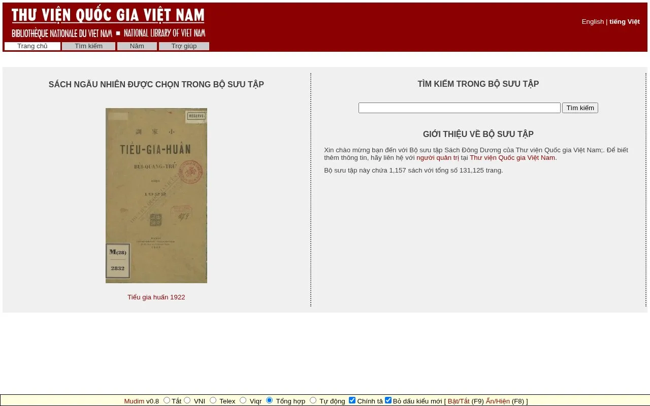 Indochina Book Collection homepage screenshot