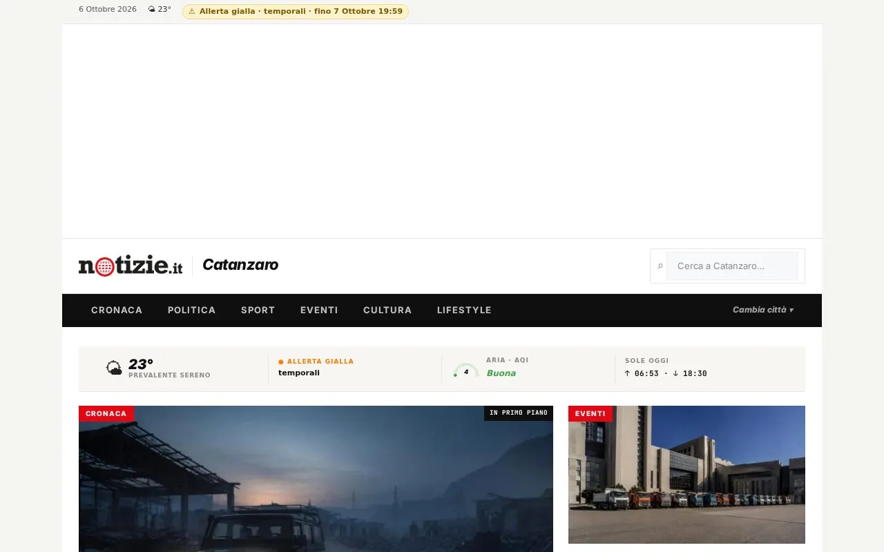 notizie.it · Catanzaro homepage screenshot
