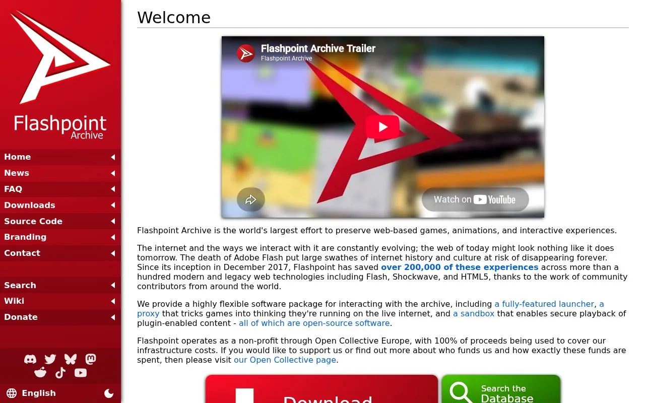Flashpoint homepage screenshot