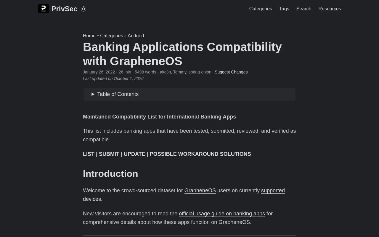 Bank App Compatibility homepage screenshot