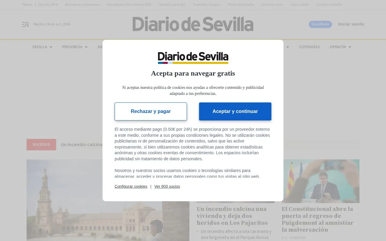 Diario de Sevilla homepage screenshot
