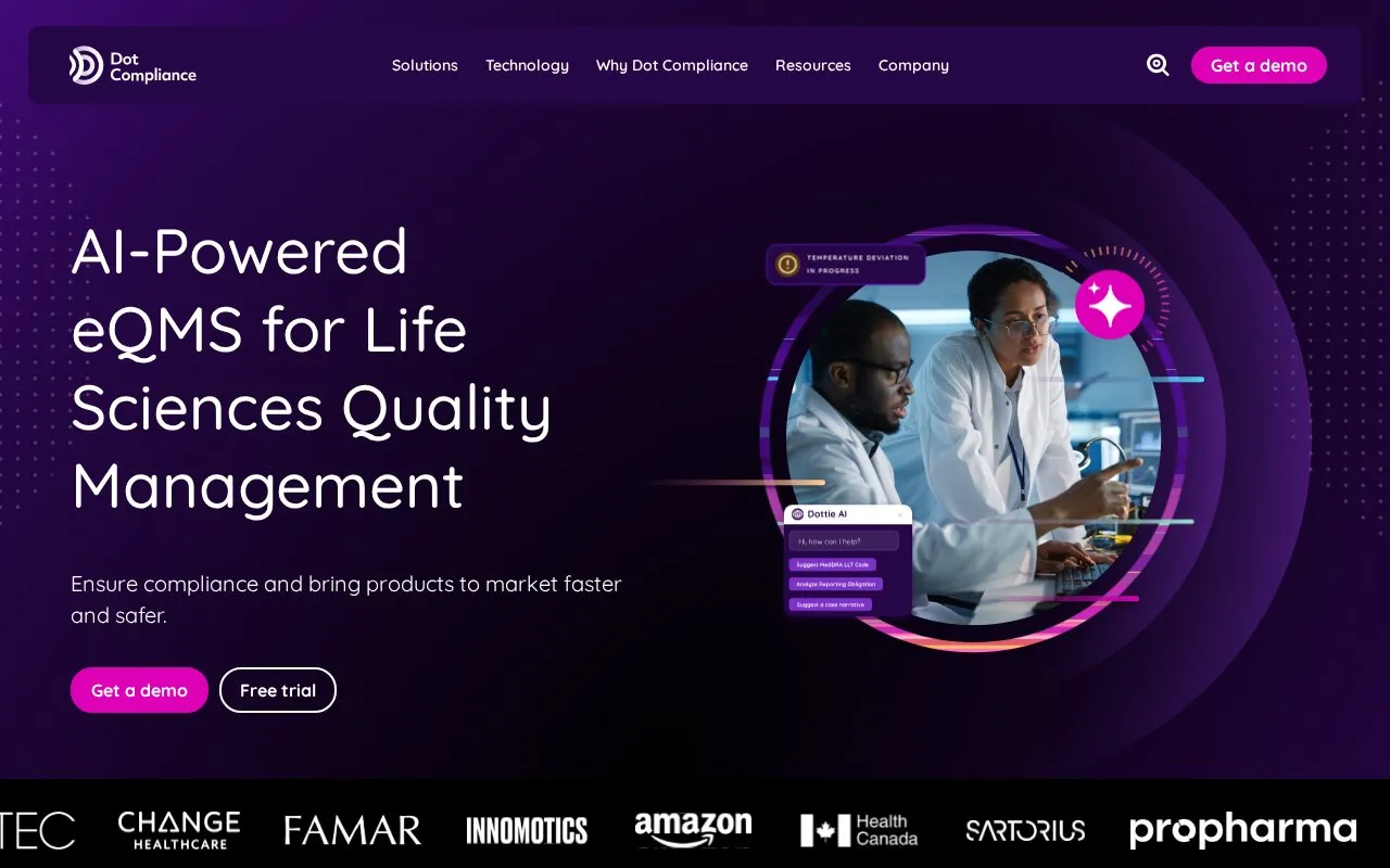 Dot Compliance homepage screenshot