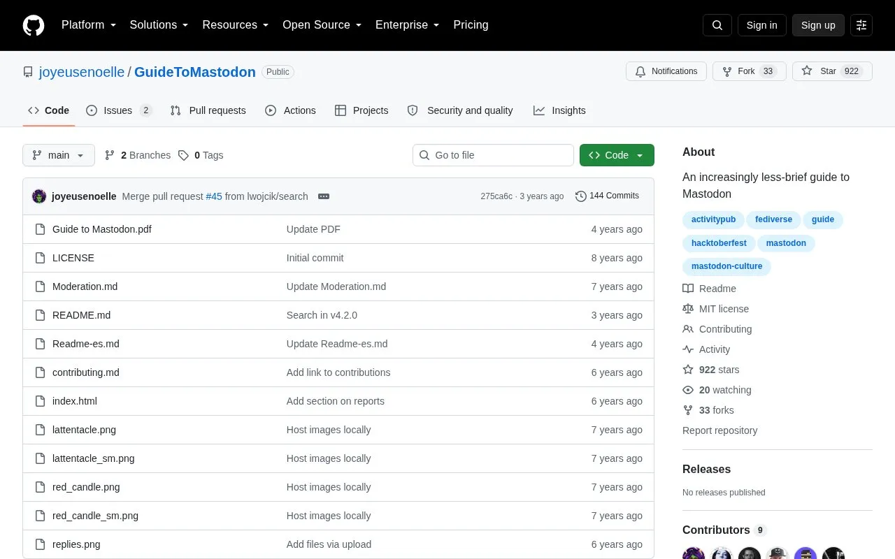 GuideToMastodon homepage screenshot