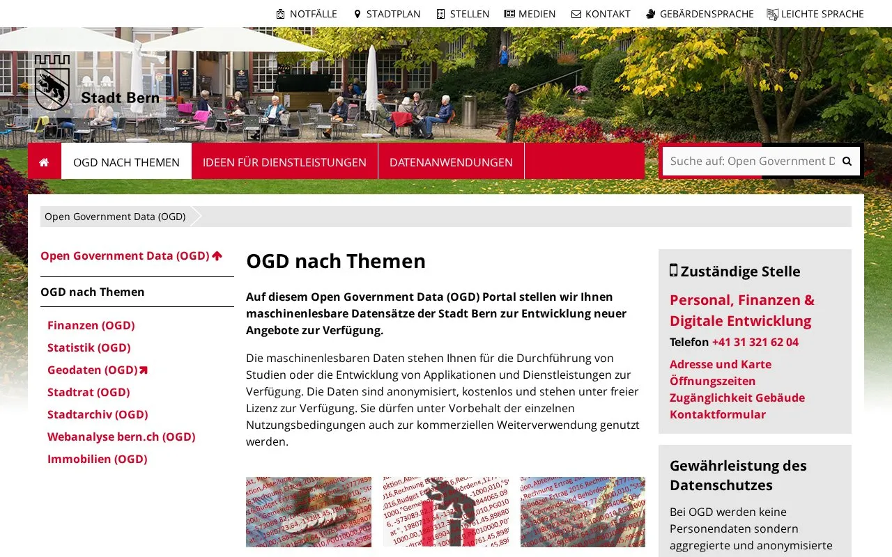 Datenkatalog Stadt Bern homepage screenshot