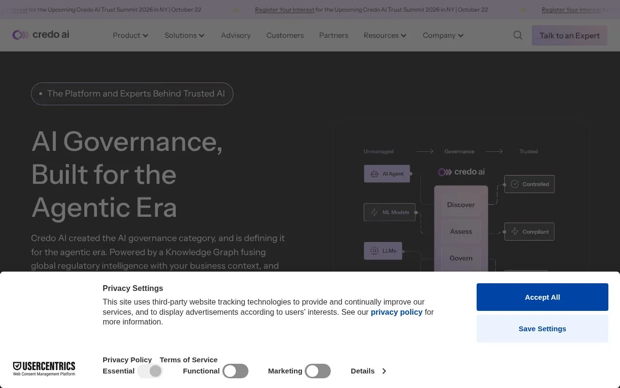 Credo AI homepage screenshot