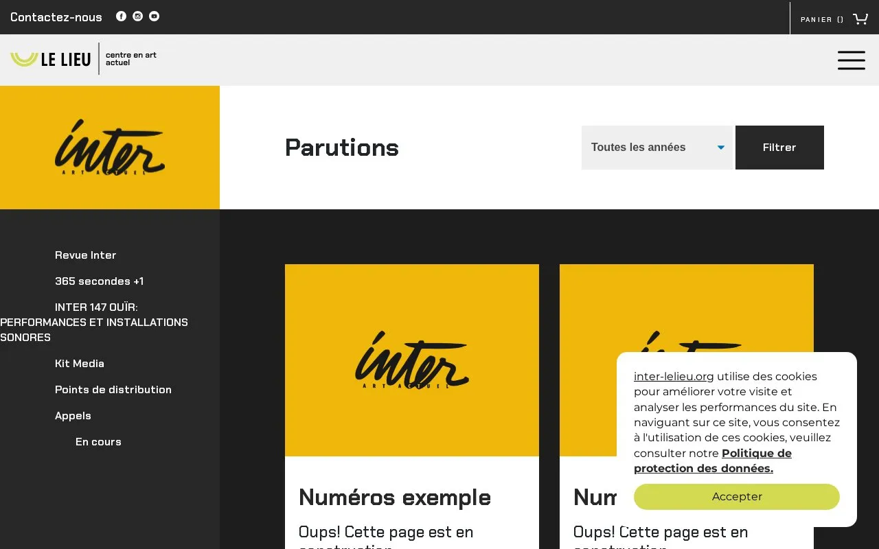 Inter, art actuel homepage screenshot