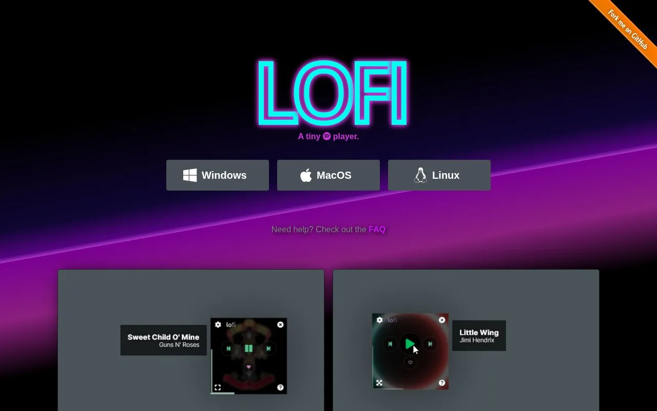 Lofi homepage screenshot