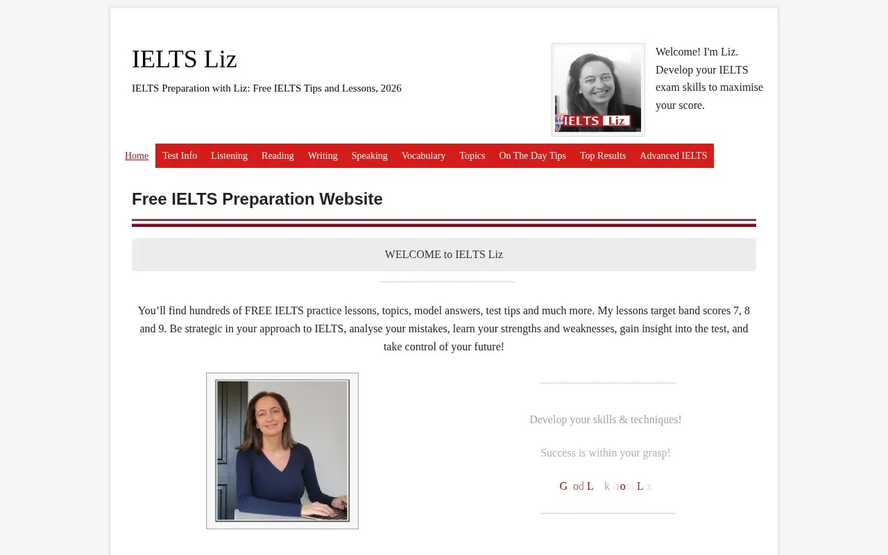 IELTS Liz homepage screenshot