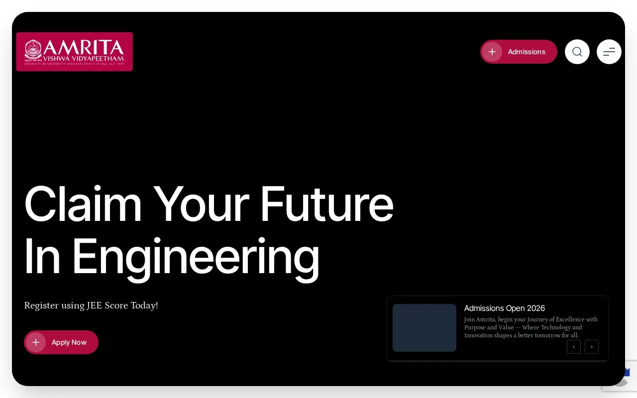 Amrita University homepage screenshot