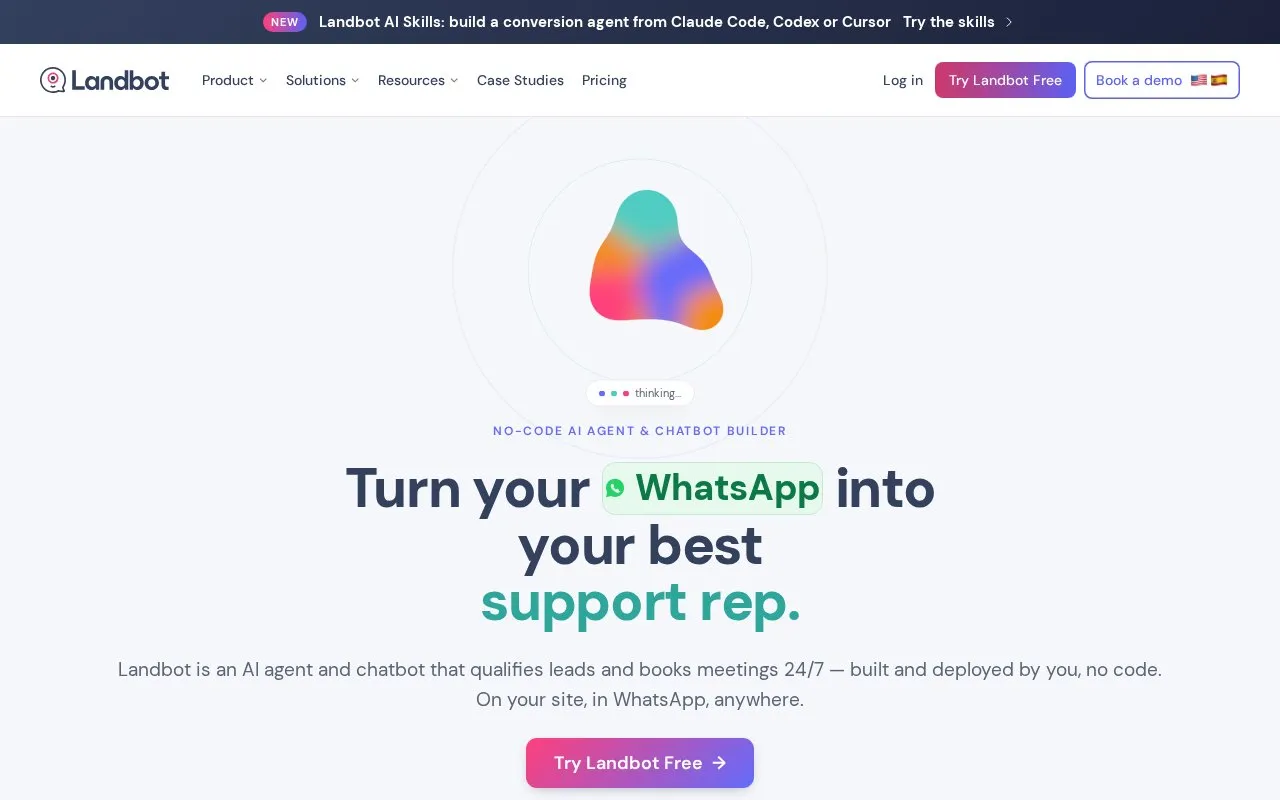 Landbot homepage screenshot