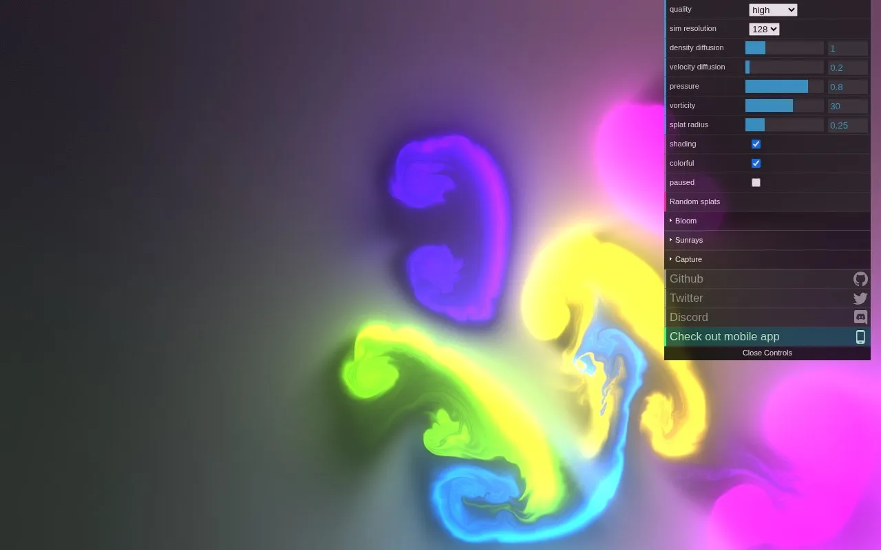 Fluid Simulation WebGL homepage screenshot