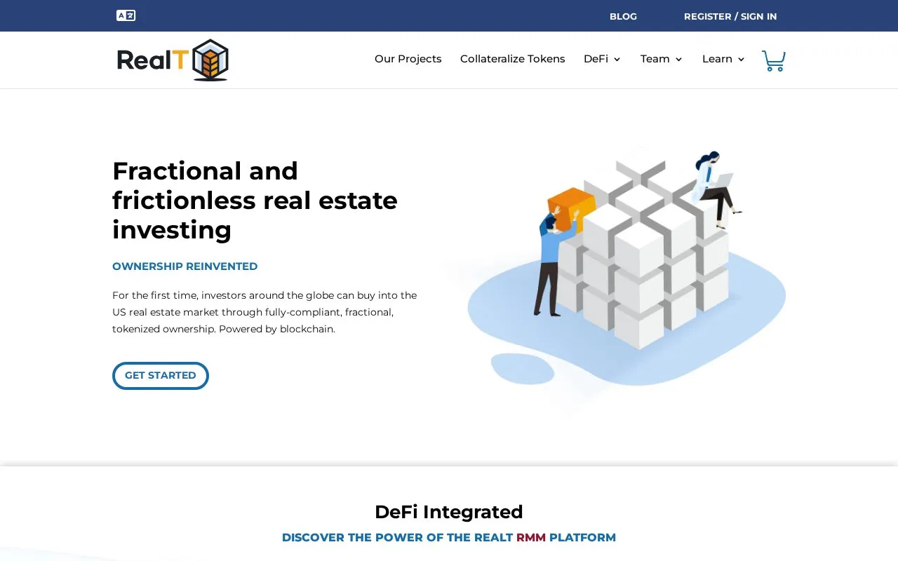 RealT Tokens homepage screenshot