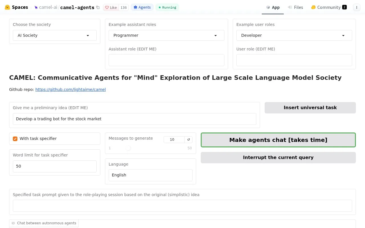 Camel Agents homepage screenshot