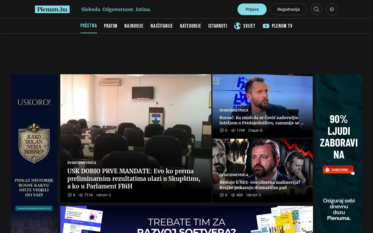 Plenum homepage screenshot
