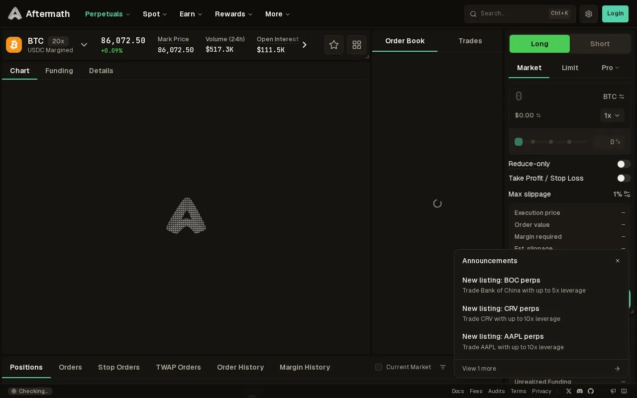 Aftermath AMM homepage screenshot