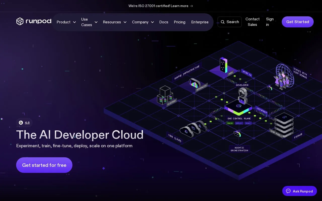 Runpod homepage screenshot
