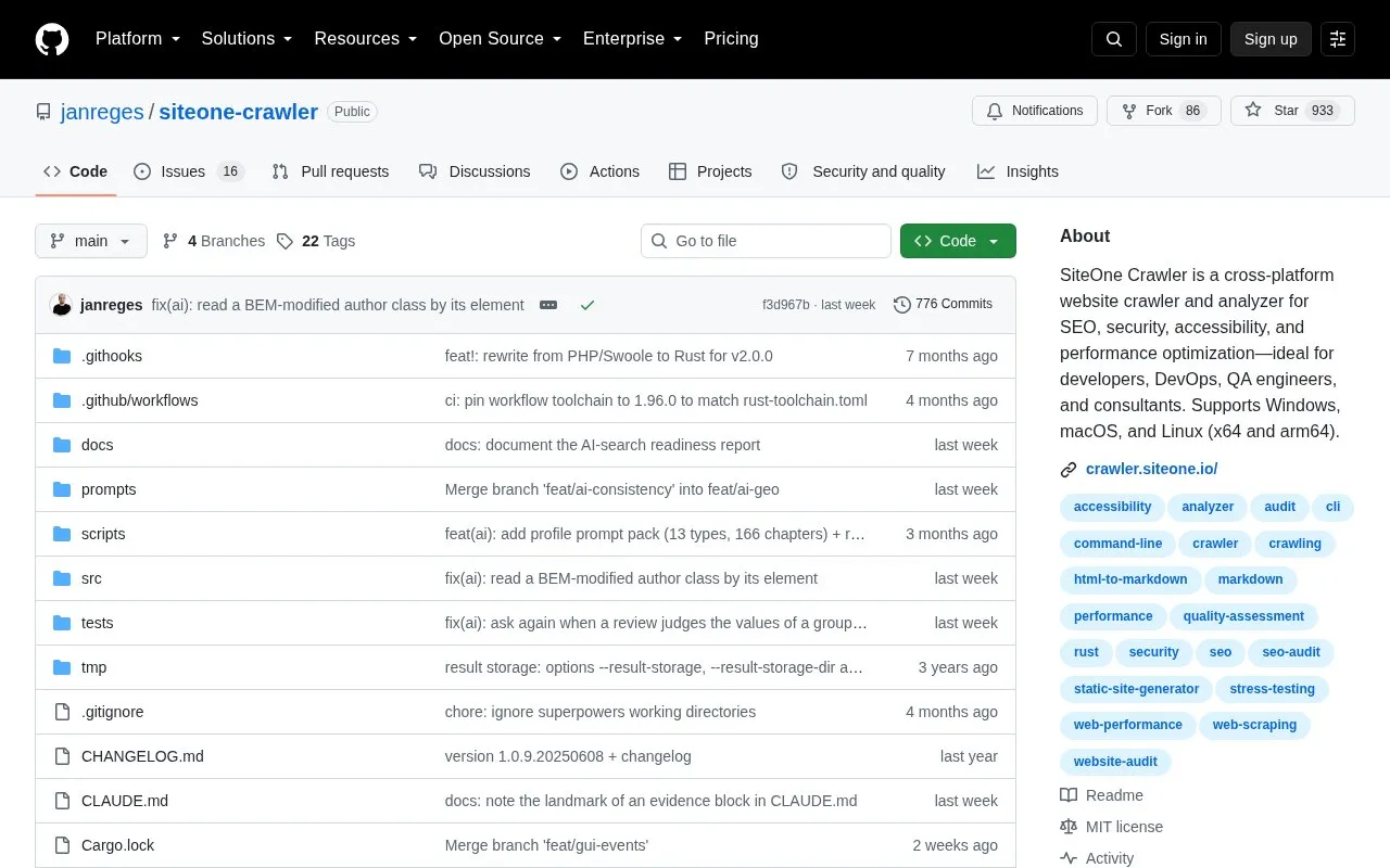 siteone-crawler homepage screenshot