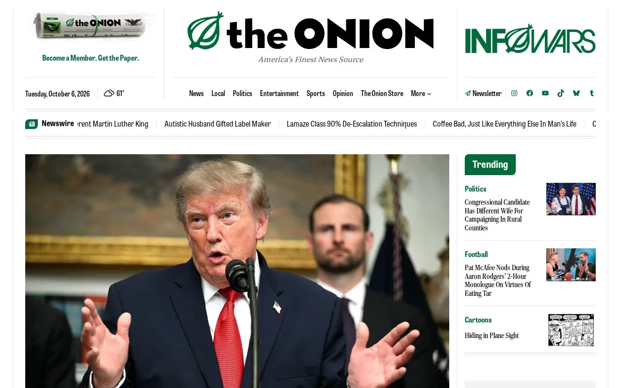 TheOnion homepage screenshot