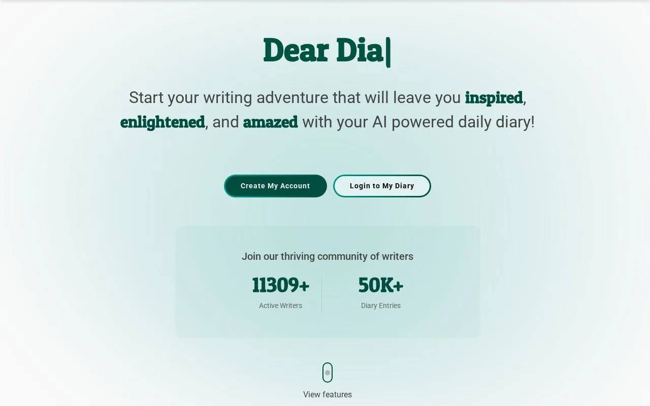 AI Diary homepage screenshot