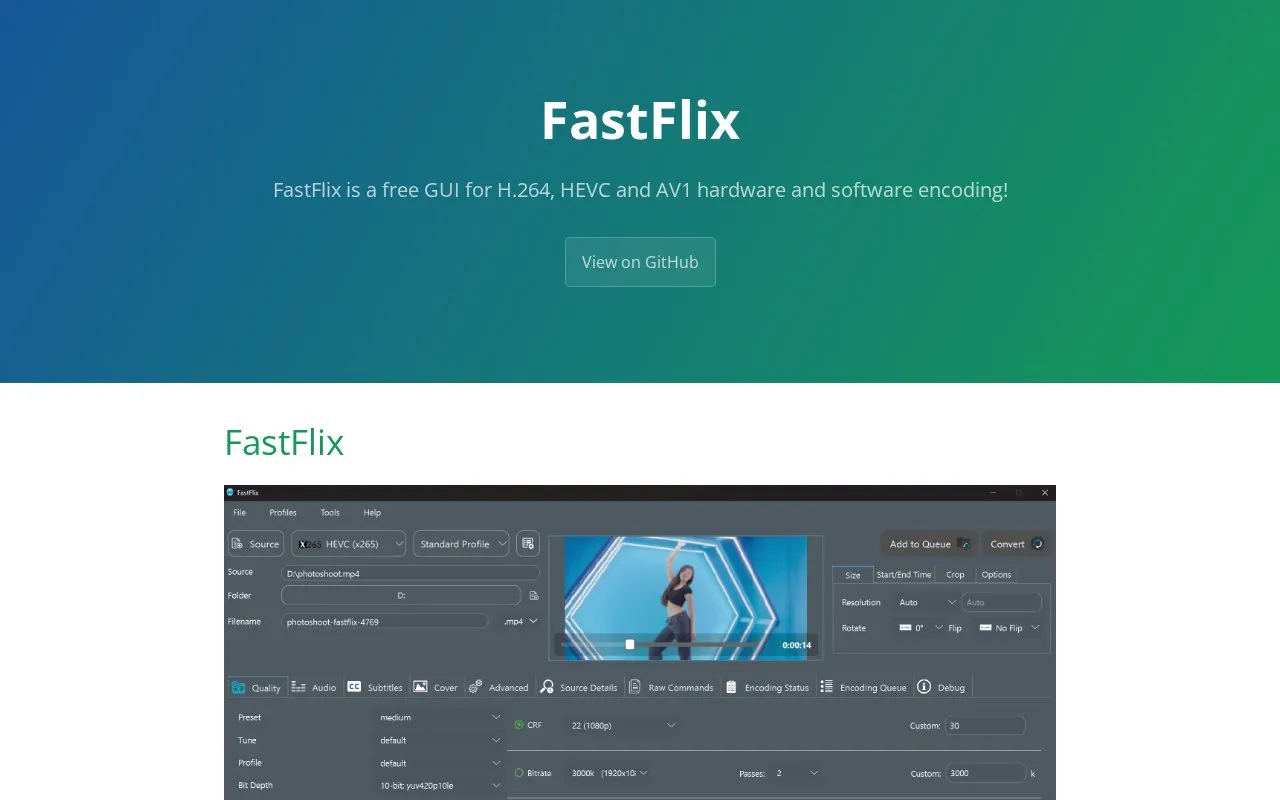 FastFlix homepage screenshot
