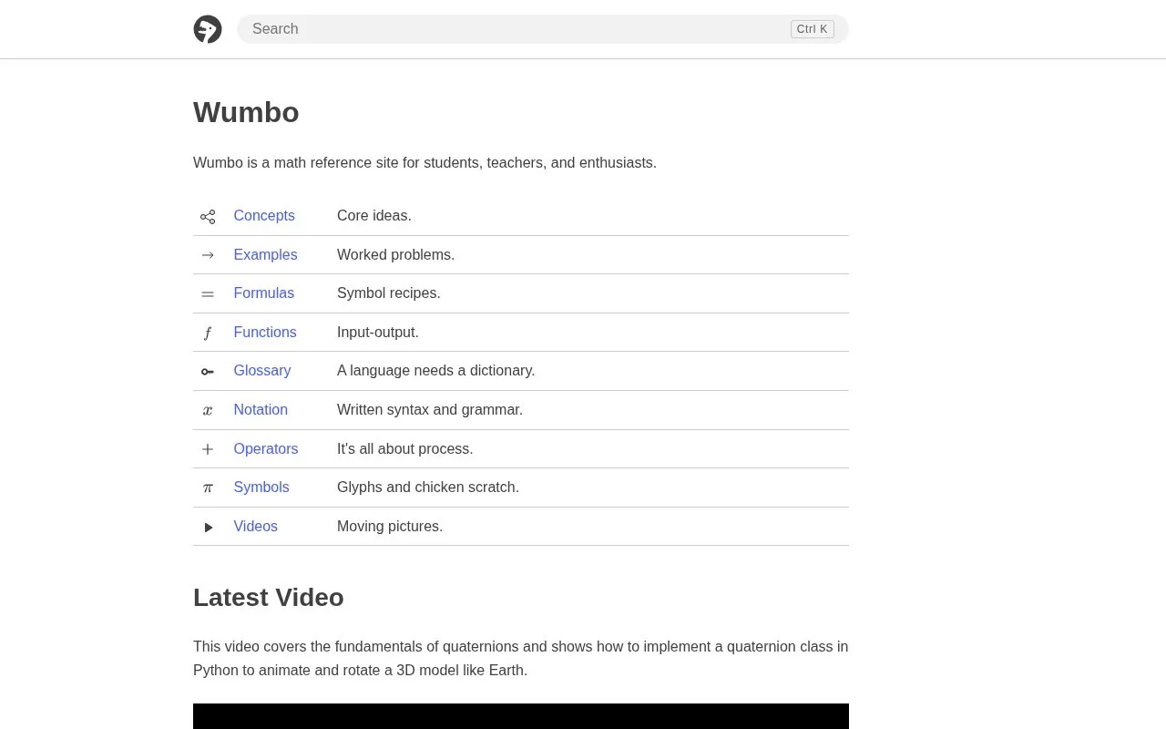 Wumbo homepage screenshot